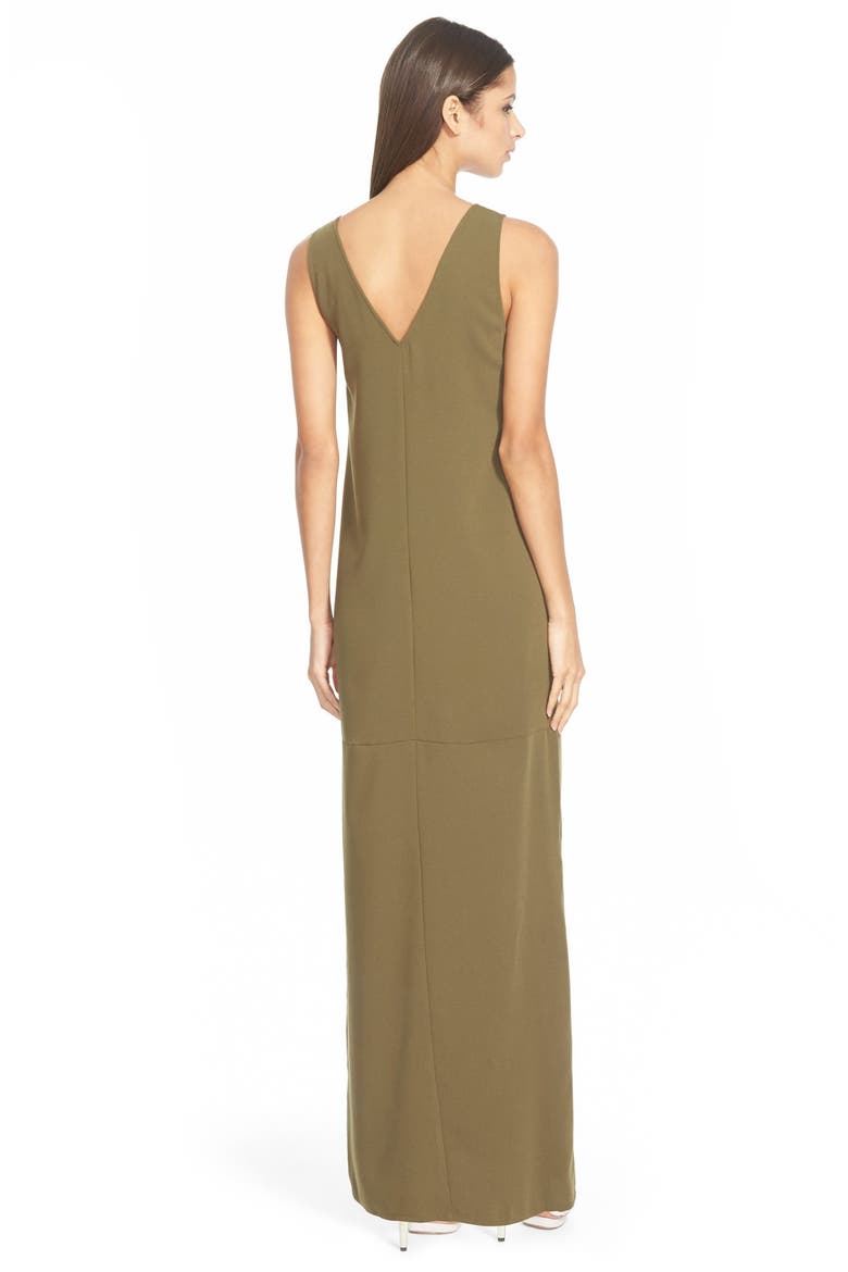 V-Neck Maxi Dress, Alternate, color, OLIVE DARK