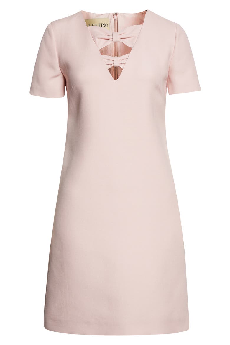 Bow Detail Solid Crepe Couture Minidress, Alternate, color, ROSE