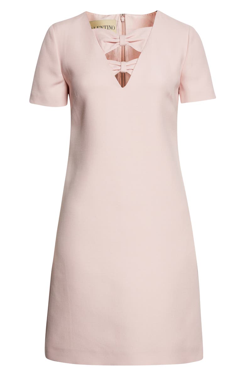 Valentino Bow Detail Solid Crepe Couture Minidress, Alternate, color, Rose