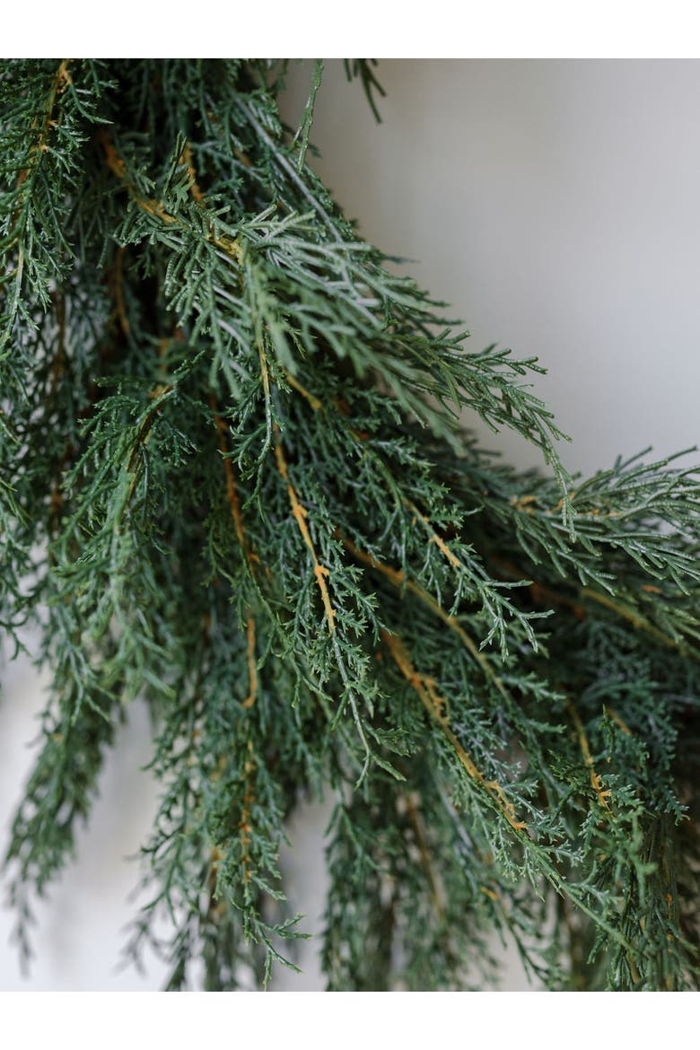 30" Faux Evergreen Cedar Wreath, Alternate, color, Green