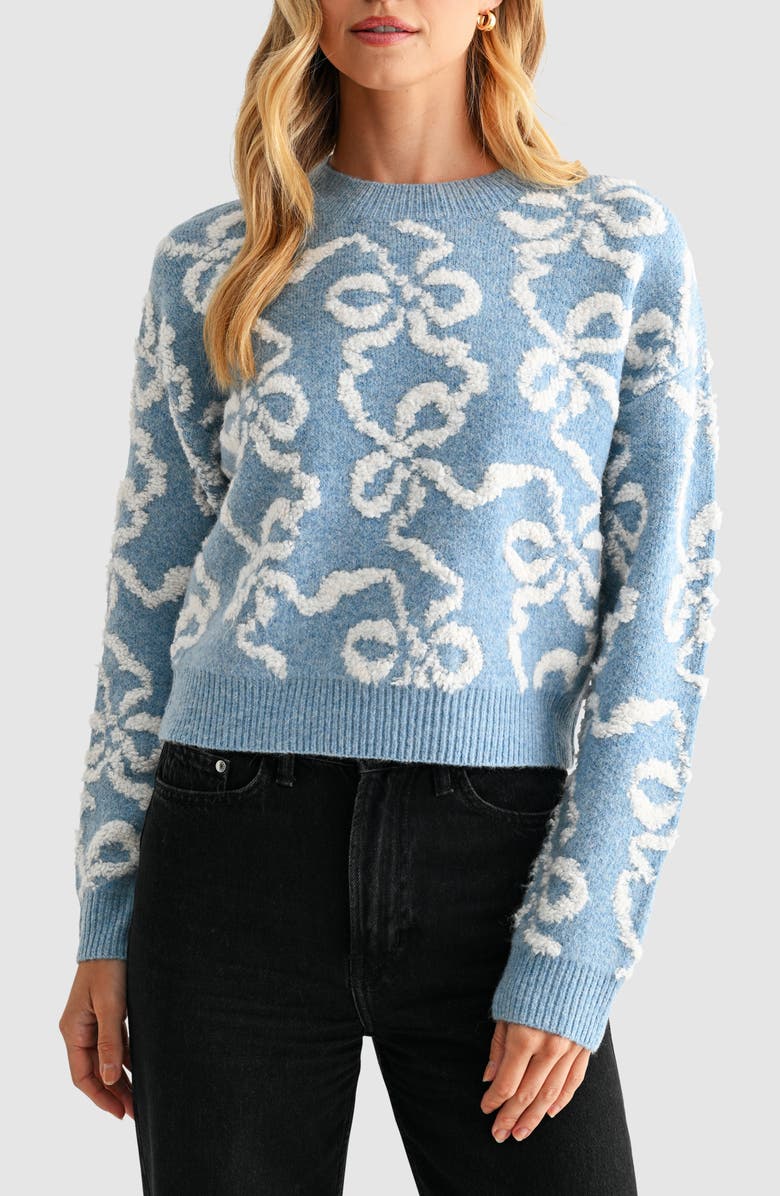 Lush Bow Sweater, Main, color, Blue Ivory
