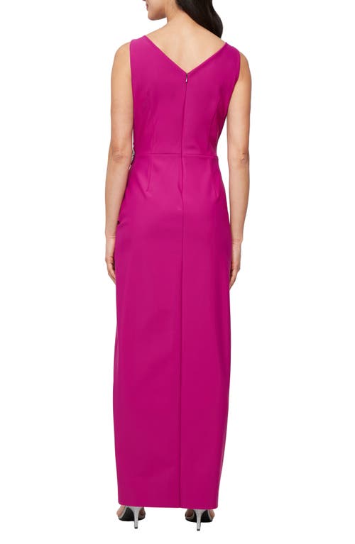 ALEX EVENINGS ALEX EVENINGS EMBELLISHED SIDE DRAPE COLUMN FORMAL GOWN