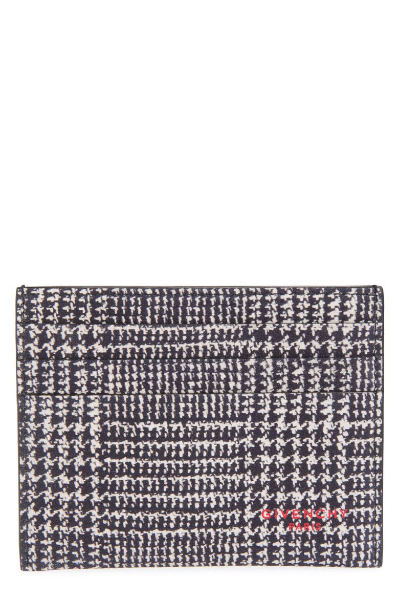New Goatskin Leather Card Holder, Main, color, BLACK/ WHITE