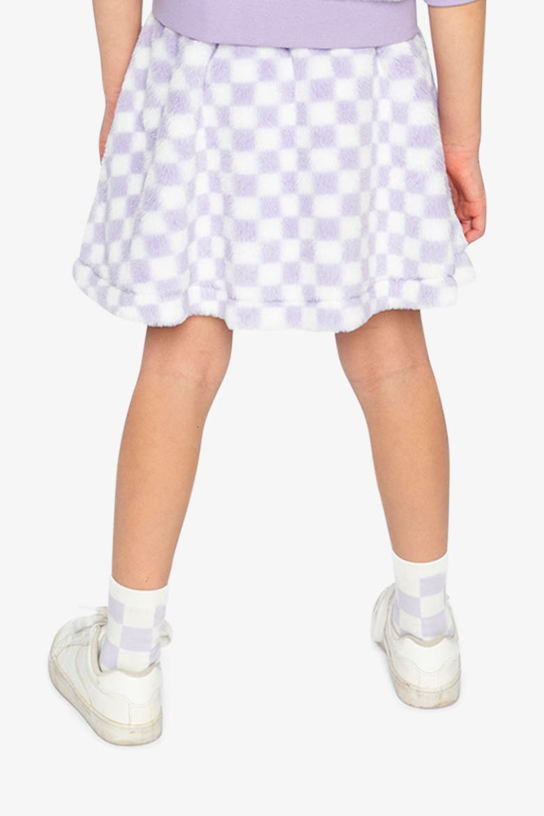 Checkered Faux Fur A-Line Skirt, Alternate, color, Lilac and White Tiles