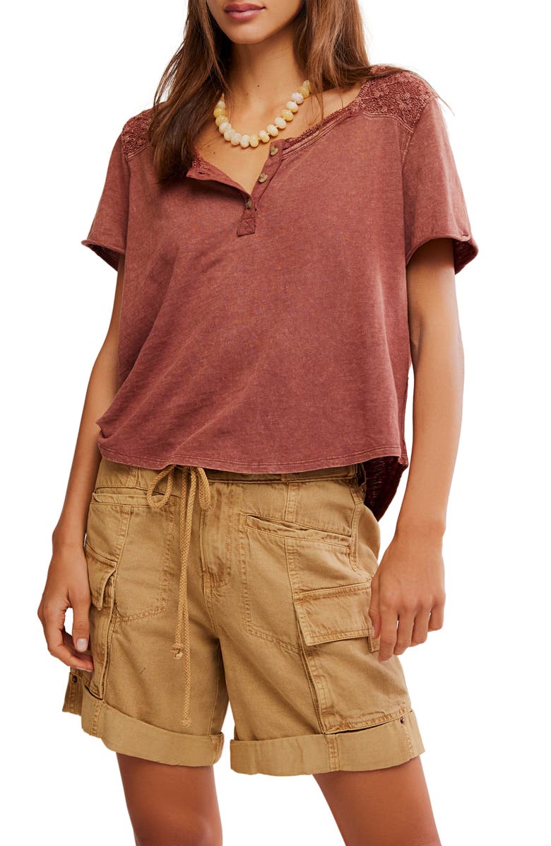 Free People Heirloom Henley Top, Main, color, Canyon Sunset