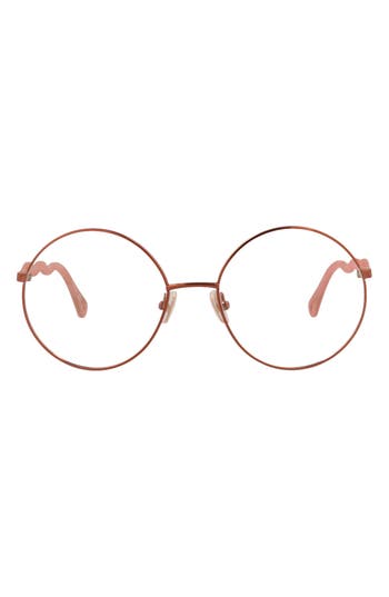 Chloé Core 53mm Round Optical Glasses In Brown Pink Transparent