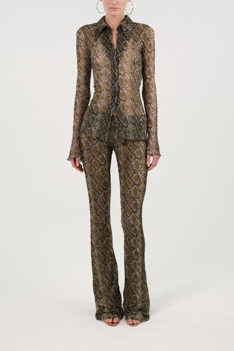 Snake Print Low Rise Flare Trousers, Alternate, color, Multi-Colored