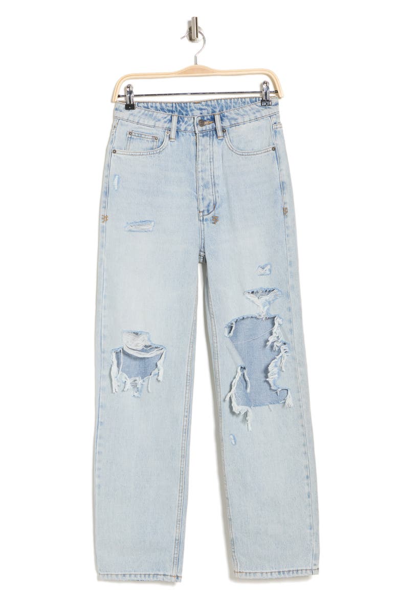 Brooklyn Ripped Straight Leg Jeans, Alternate, color, DENIM