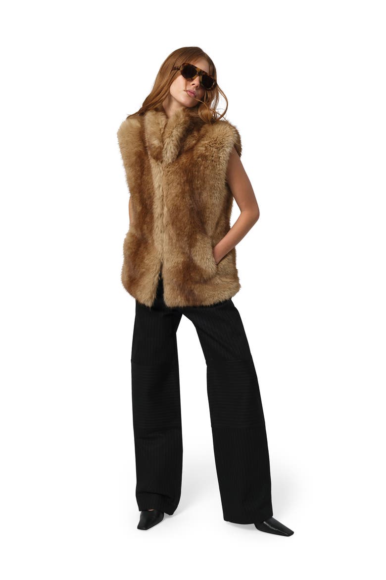 Laila Faux Mink Vest, Alternate, color, BLONDE MINK