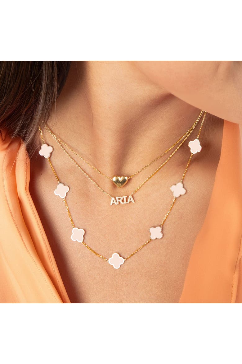 Small Pink Pearl Clover Necklace, Alternate, color, Pink Pearl