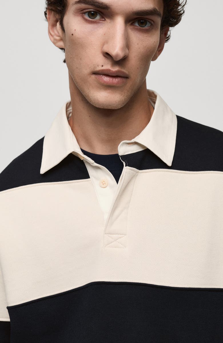 MANGO Stripe Cotton Polo Sweatshirt, Alternate, color, 