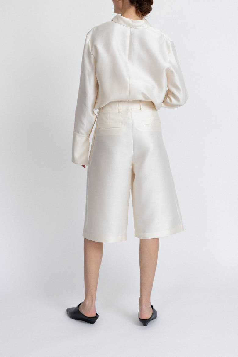 Oversized Silk-Wool Bermuda shorts, Alternate, color, Cream White