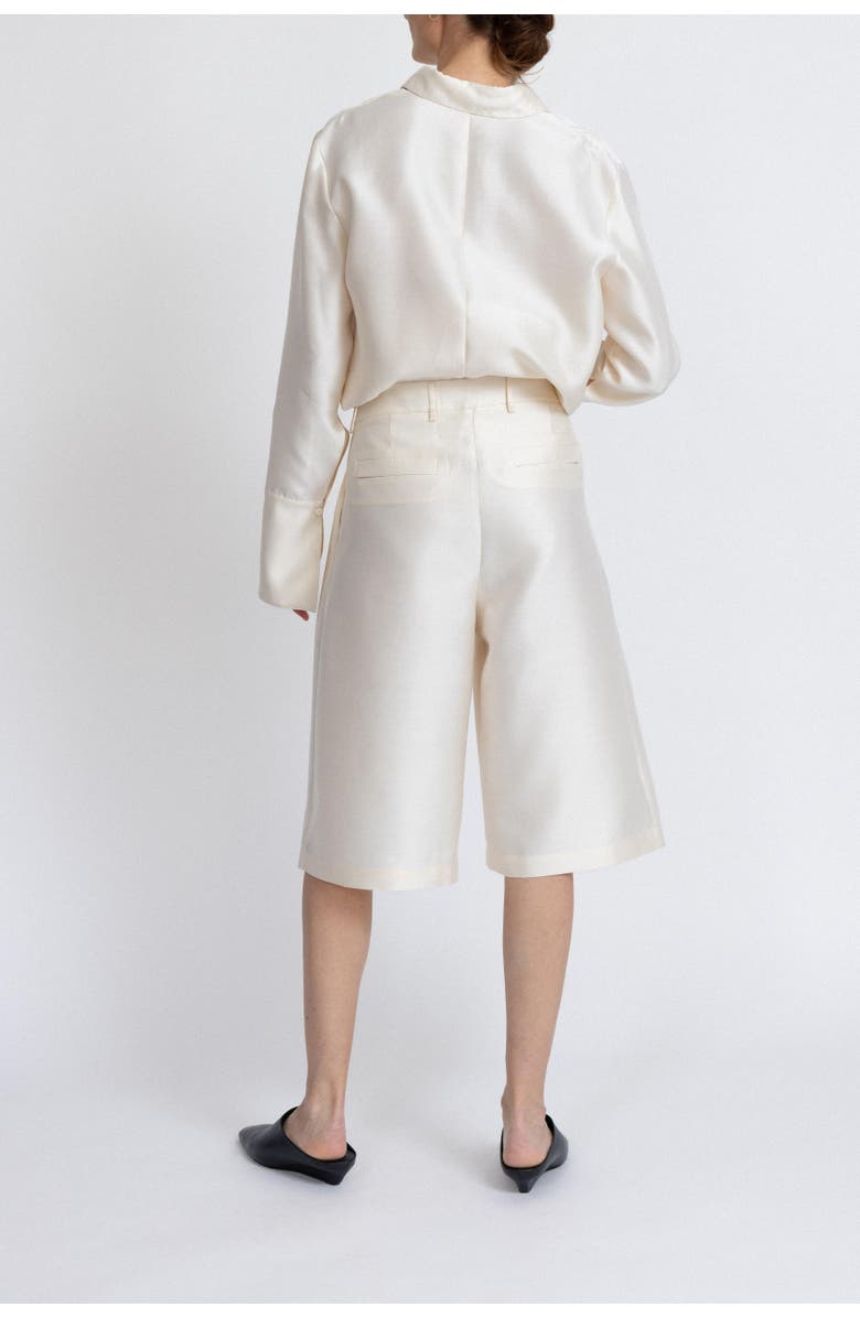 Alas Oversized Silk-Wool Bermuda shorts, Alternate, color, Cream White