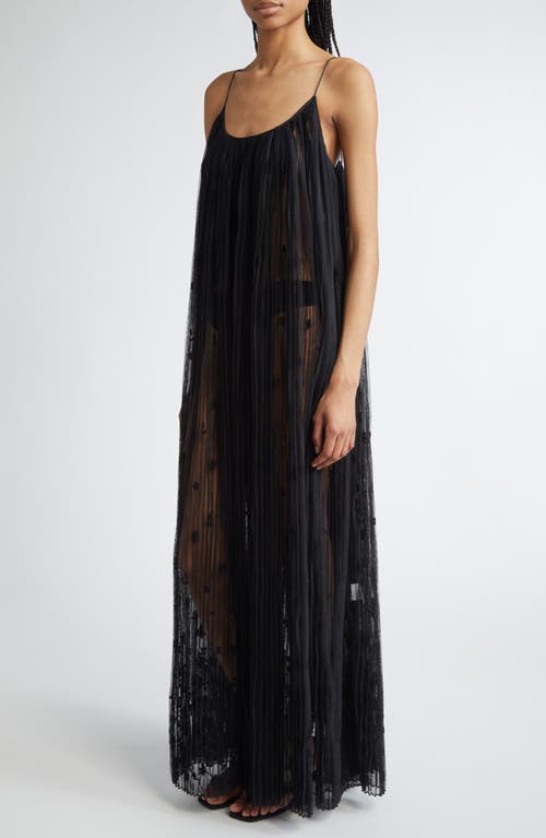 Totême Toteme Floral Plissé Tulle Maxi Dress In Black