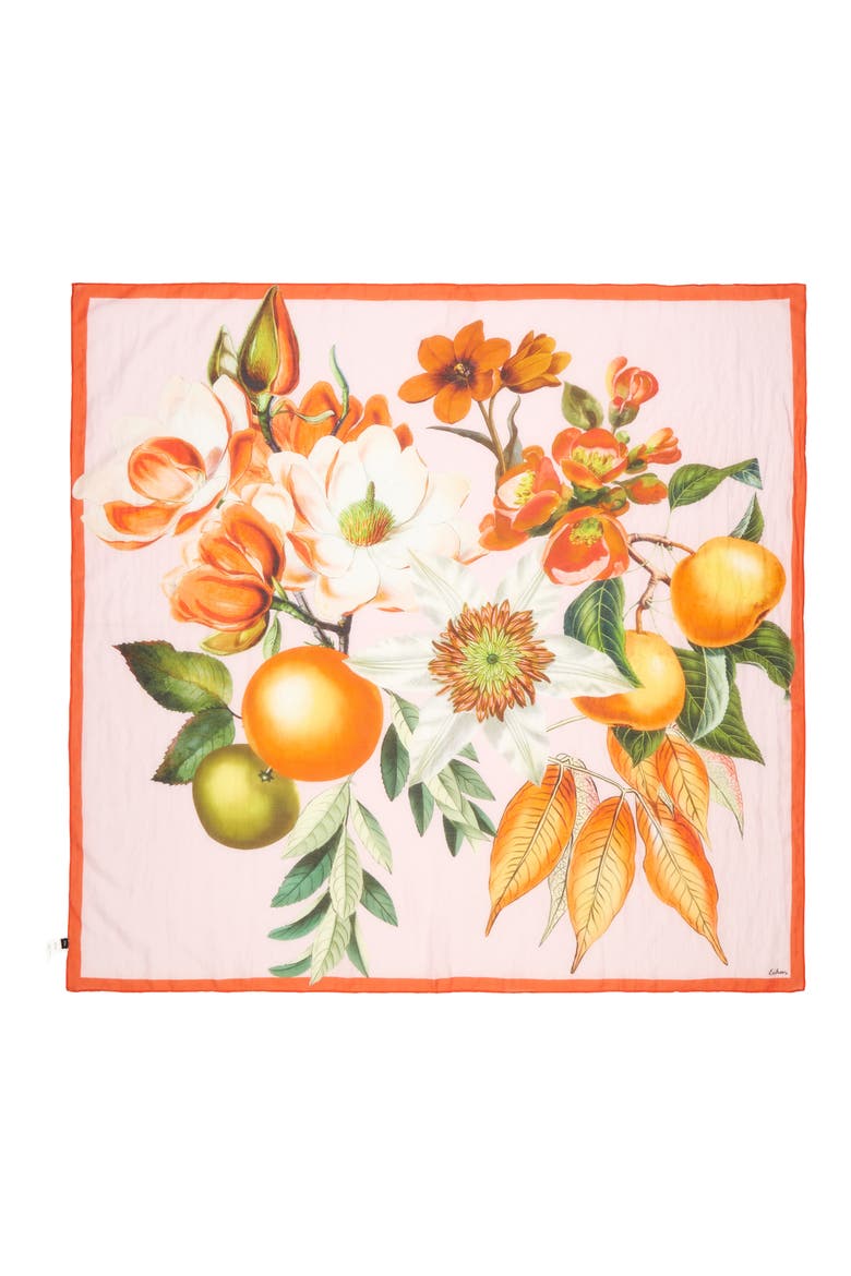 Orangerie Cotton & Silk Square Scarf, Alternate, color, PEONY