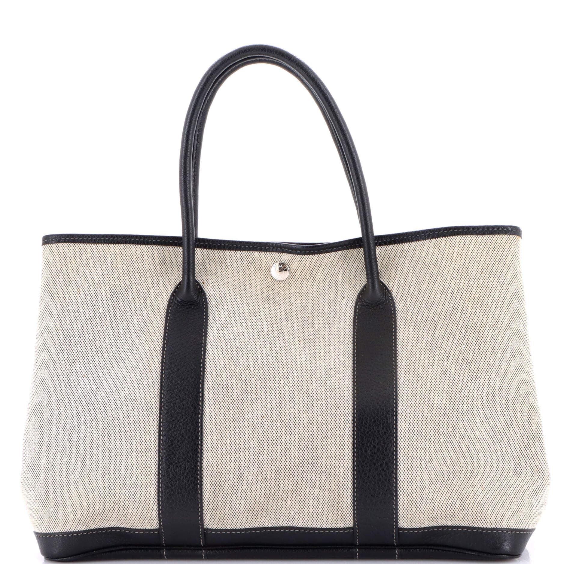 Pre-Owned Hermes Garden Party Tote Toile and Leather 36, Main, color, Noir