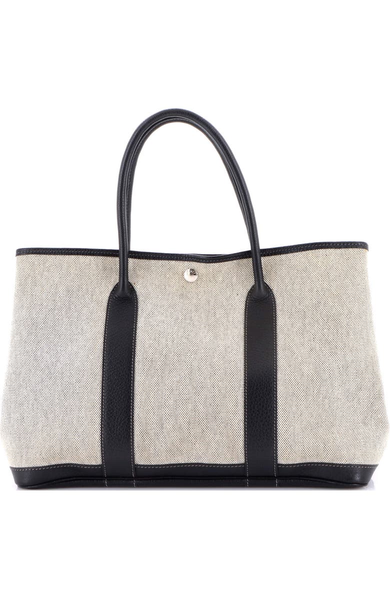 Pre-Owned Hermes Garden Party Tote Toile and Leather 36, Main, color, Noir