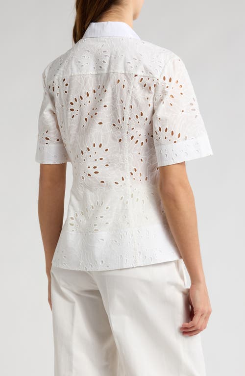 Derek Lam 10 Crosby Cilou Cotton Eyelet Utility Shirt In White
