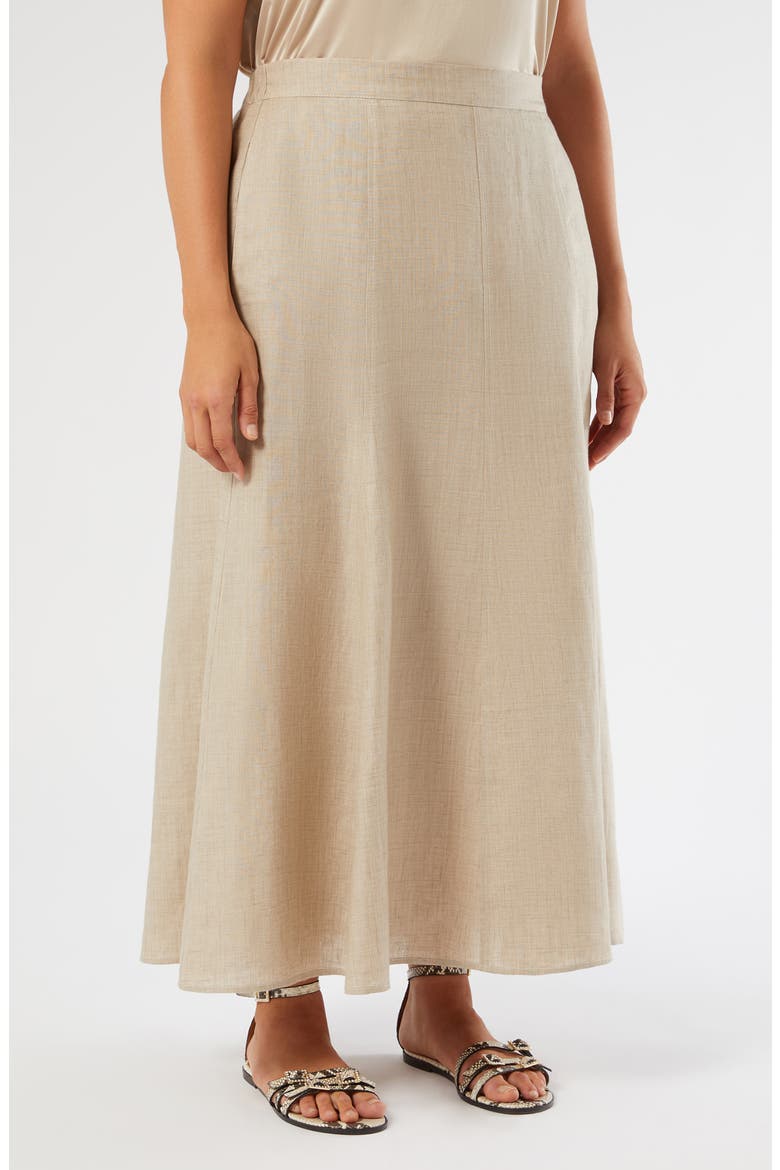 Scamera Flax Linen Midi Skirt, Main, color, SAND