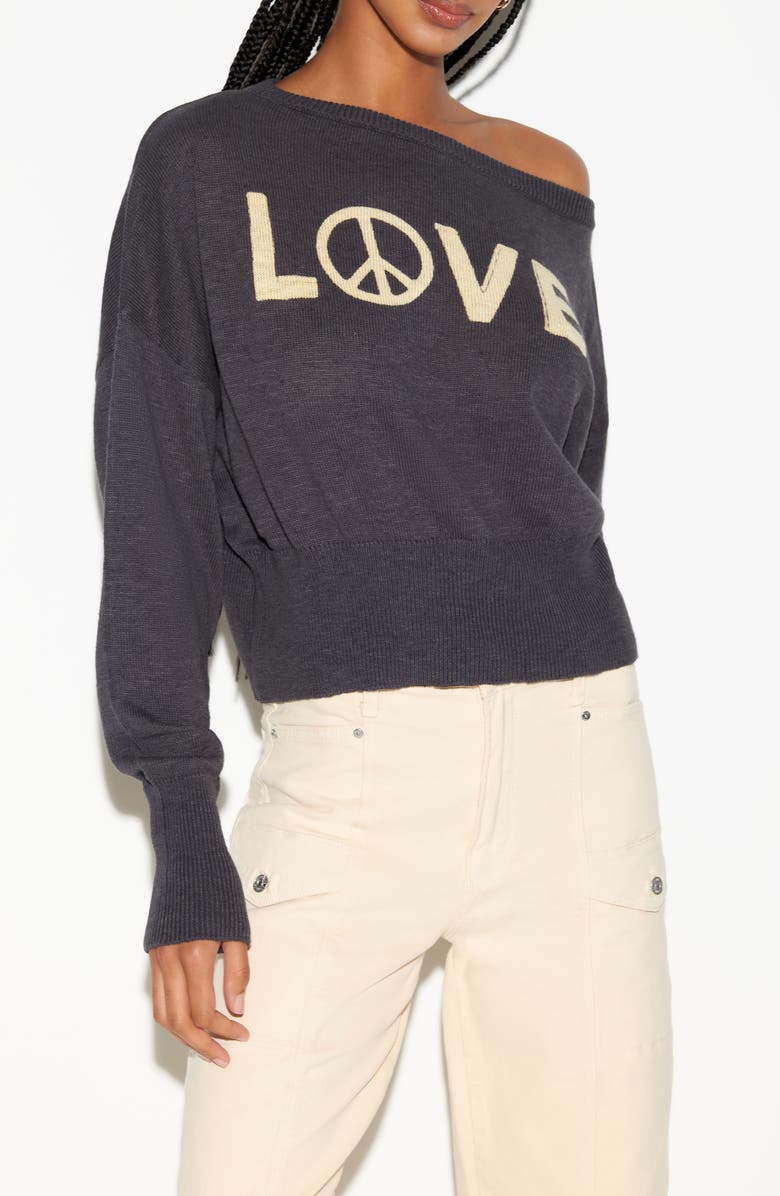 Spiritual Gangster Beloved Devon One-Shoulder Sweater, Main, color, Ash