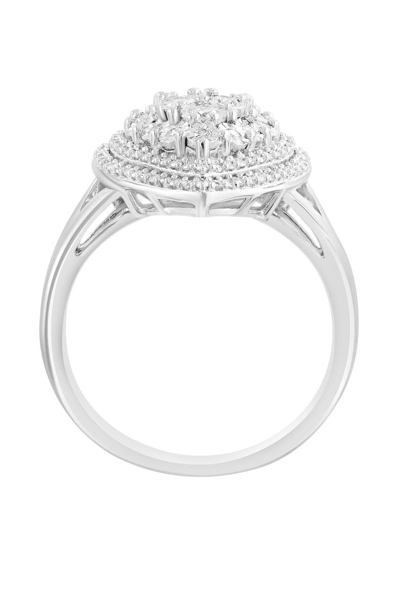 Sterling Silver Diamond Pear Halo Ring, Alternate, color, Sterling Silver