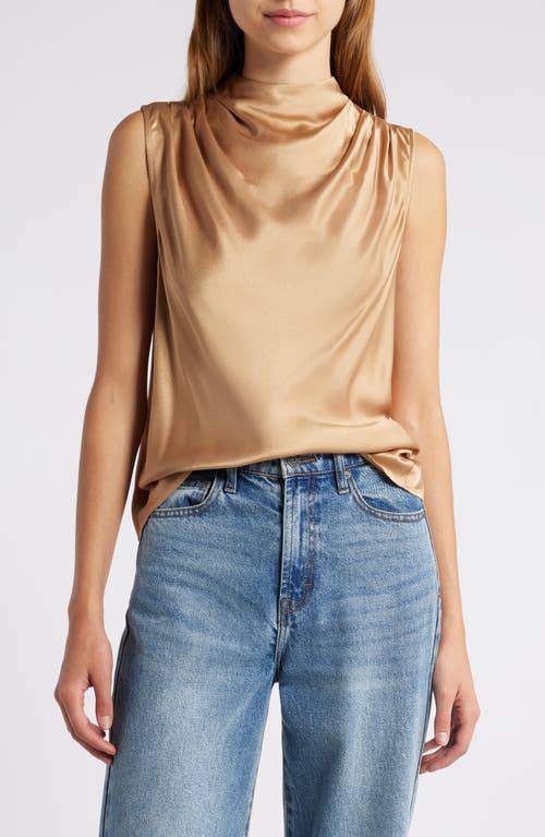 Rails Kaleen Funnel Neck Satin Top in Camel 