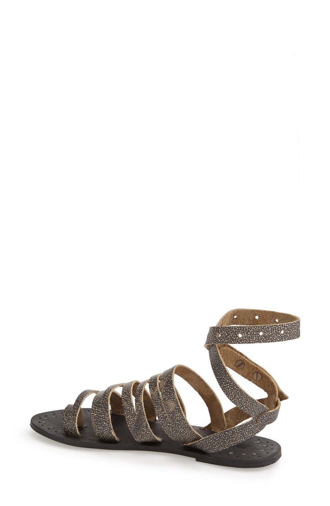 'Sunever' Leather Gladiator Sandal, Alternate, color, WASHED BLACK