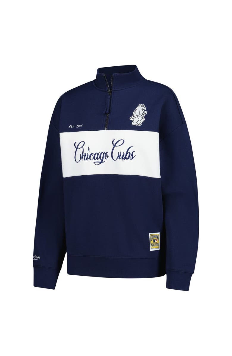 Mitchell & Ness Women's Mitchell & Ness Navy Chicago Cubs Quarter-Zip Pullover Top, Alternate, color, Navy