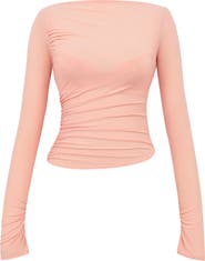 HOUSE OF CB Floria Ruched Mesh Top