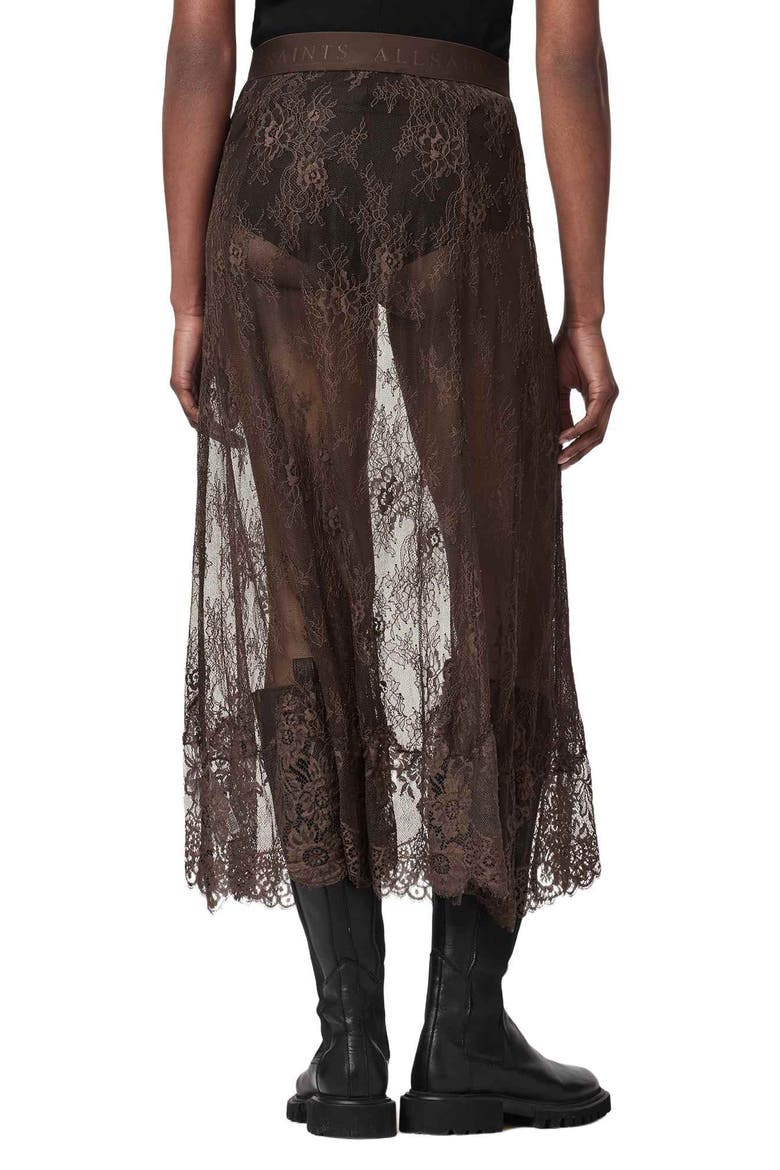 Arran Sheer Lace Maxi Skirt, Alternate, color, BITTER BROWN