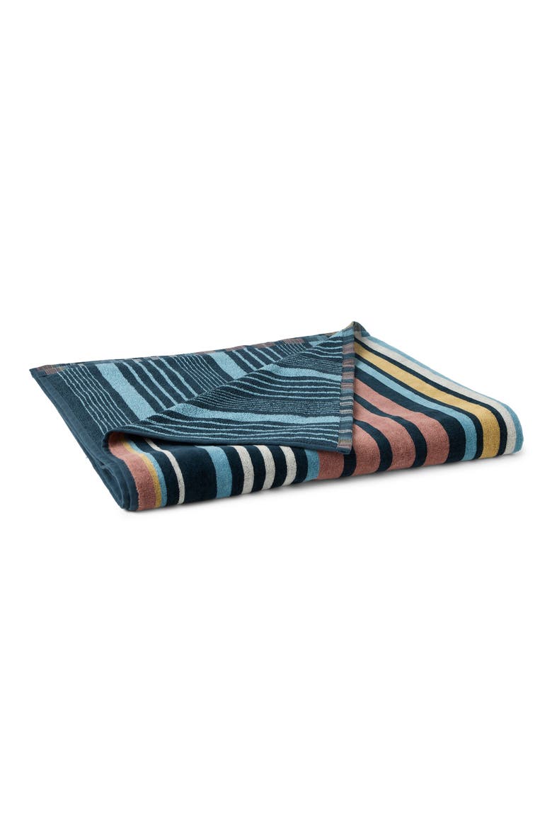 Dawn Stripe Organic Cotton Beach Towel, Main, color, MIDNIGHT INDIGO STRIPE