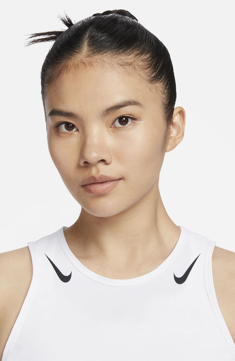 Nike AeroSwift Dri-FIT ADV Crop Running Tank Top, Alternate, color, 100 100 White/Black