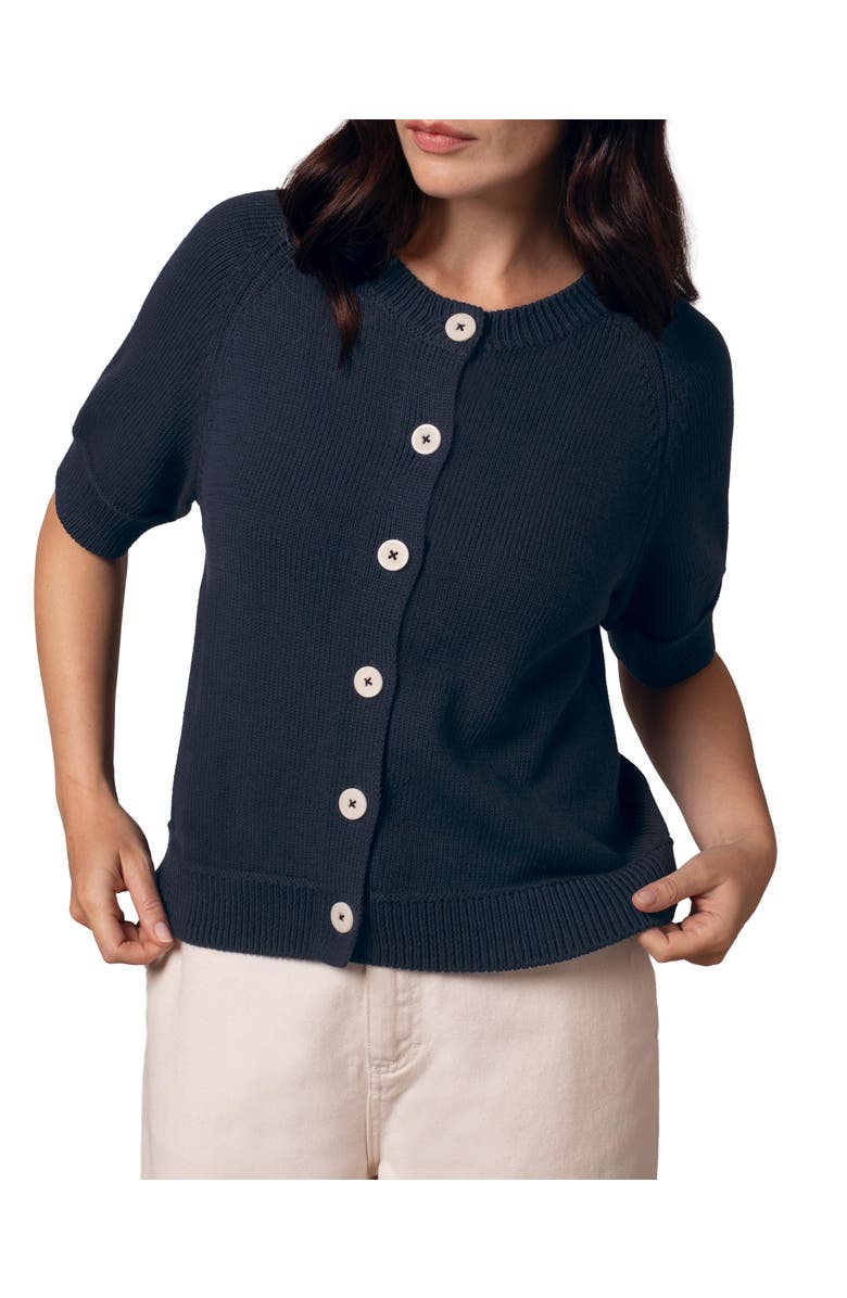 Celtic & Co. Short Sleeve Knitted Cardigan, Alternate, color, Navy