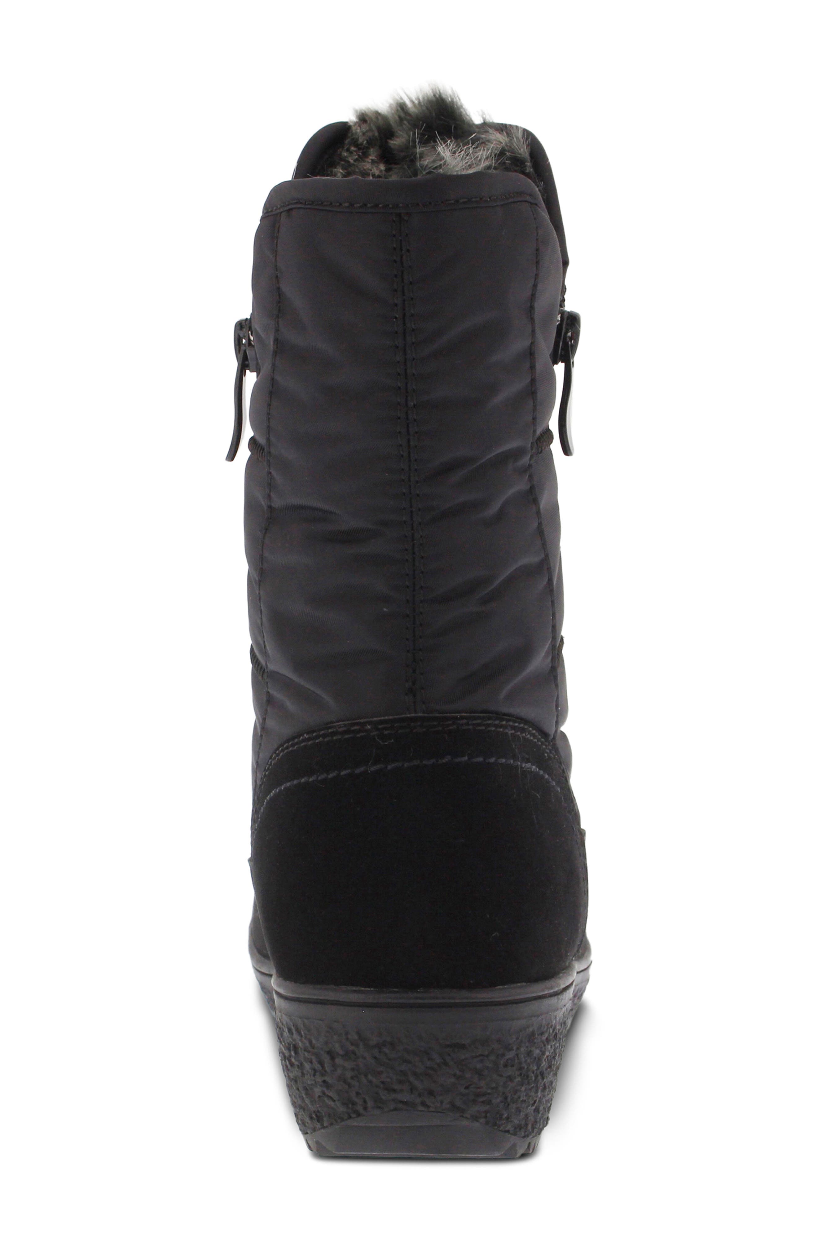Spring Step Ernestina Waterproof Faux Fur Bootie, Alternate, color, Black Fabric