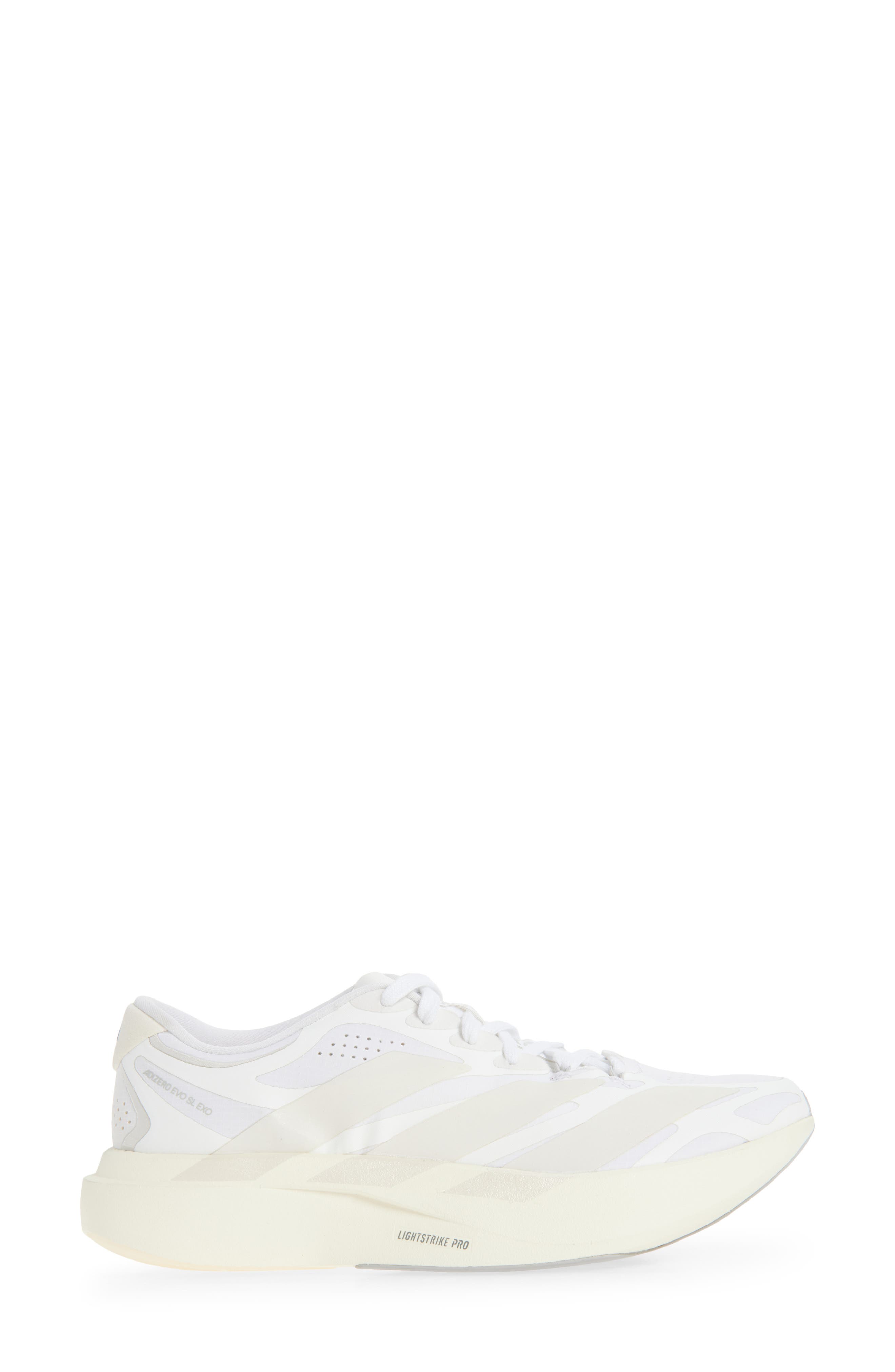 Adizero Evo SL EXO Running Shoe, Alternate, color, WHITE/ ZERO METALLIC/ WHITE