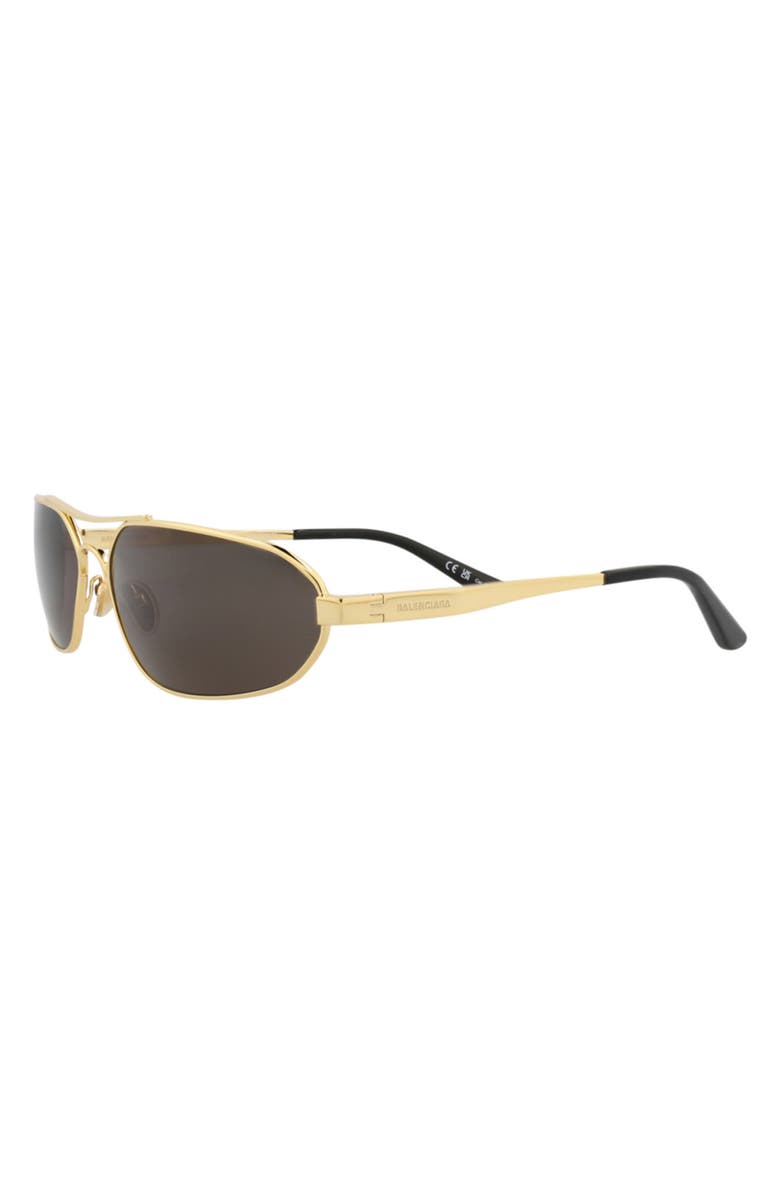 Balenciaga 71mm Slim Aviator Sunglasses, Alternate, color, Gold Gold Grey