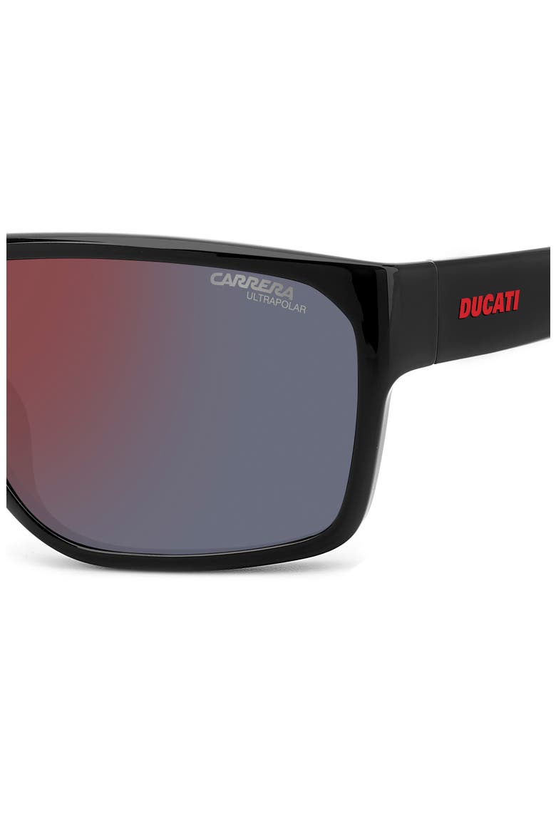 x Ducati 59mm Rectangular Sunglasses, Alternate, color, BLACK/ RED MIRROR POLAR