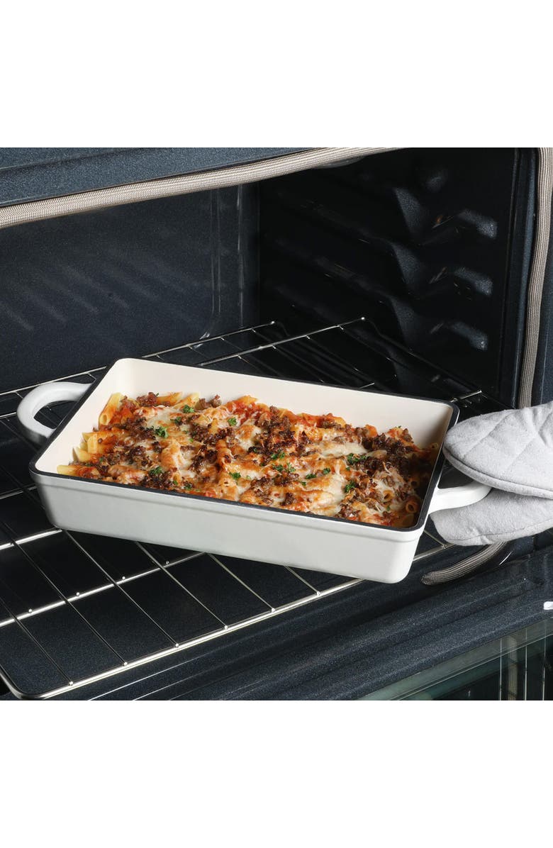 Crock-pot 13 Inch Enameled Cast Iron Lasanga Pan, Alternate, color, White