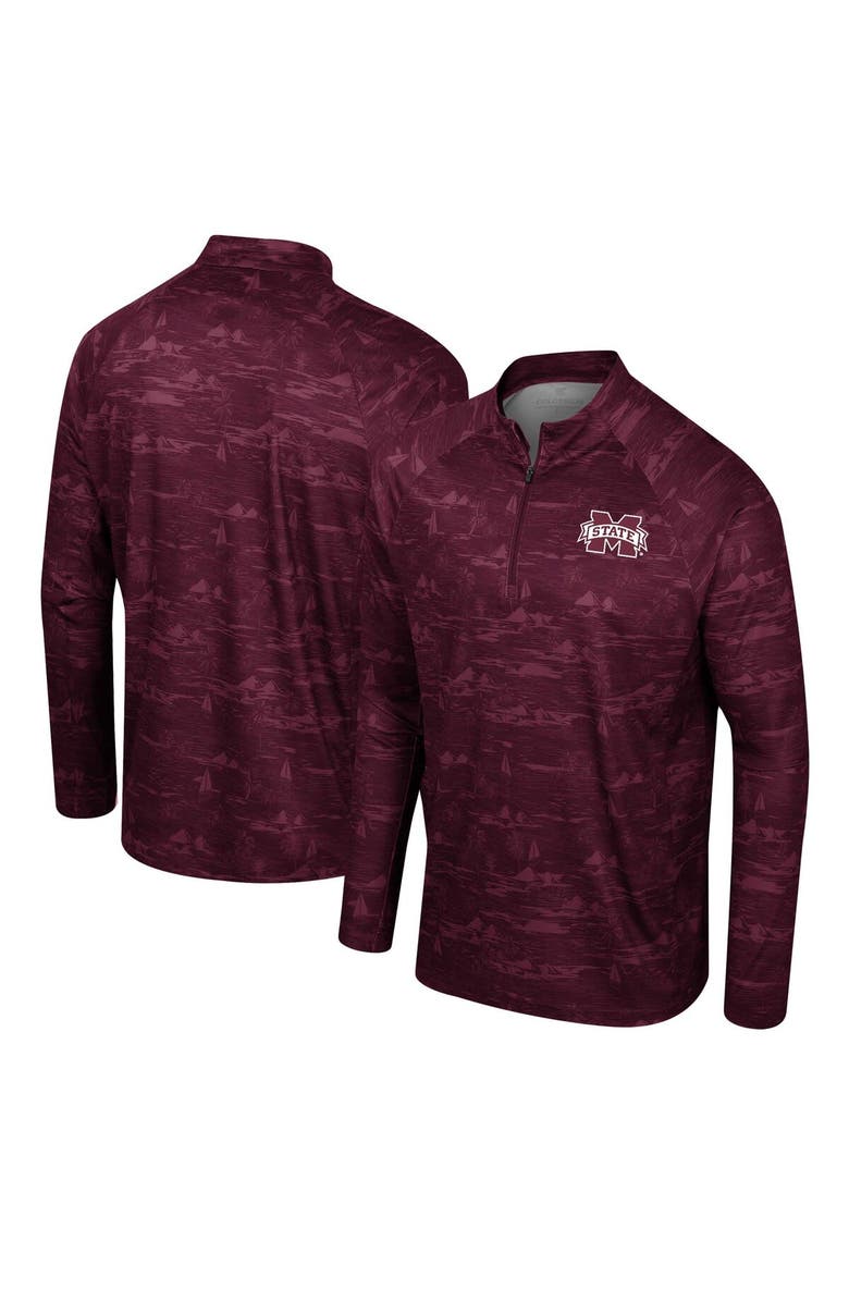 COLOSSEUM Men's Colosseum Maroon Mississippi State Bulldogs Carson Raglan Quarter-Zip Jacket, Alternate, color, Maroon