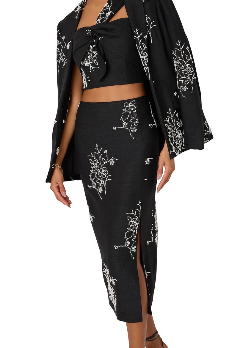 Alexa Beaded Embroidered Blazer, Alternate, color, BLACK