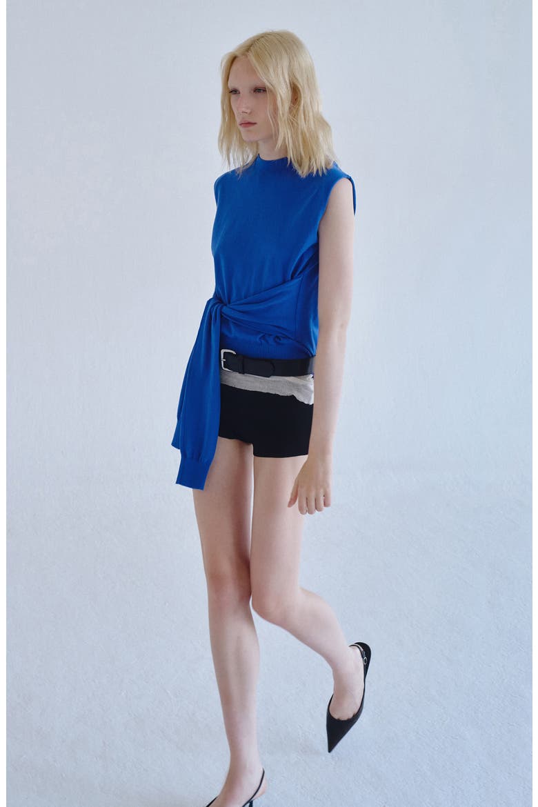 Cotton Knit Knot Detail Vest, Alternate, color, BLUE