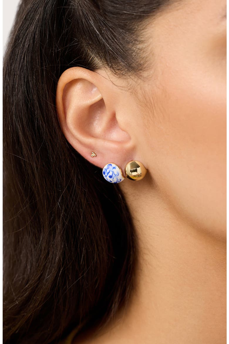 Statement Earrings - Mini Abby Marble Blue, Alternate, color, Marble Blue/ Gold