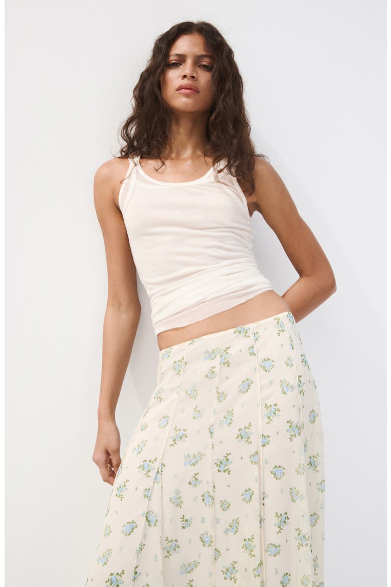 Falda Godet Pleat Skirt, Alternate, color, OFF WHITE