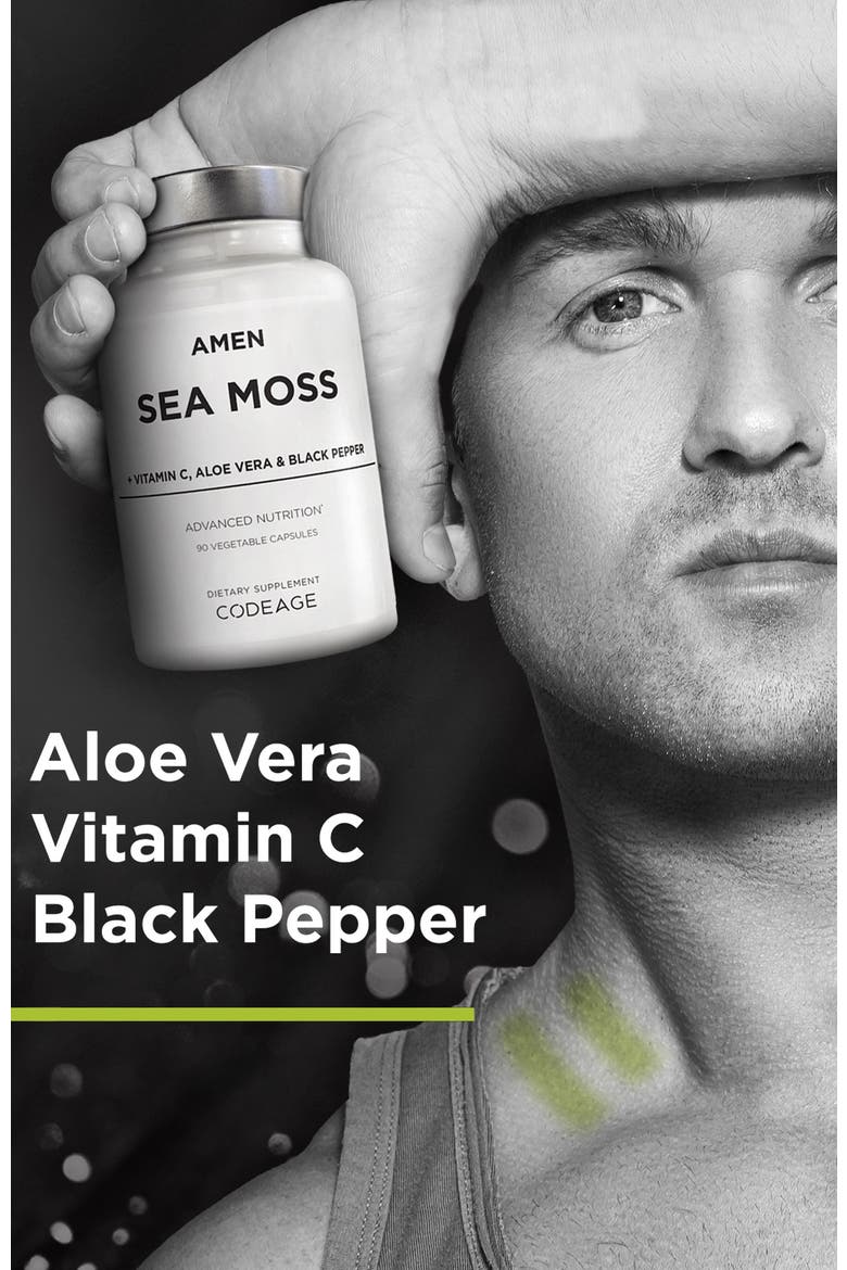 Amen Sea Moss, Bladderwrack & Burdock Seaweed Superfood, Alternate, color, White
