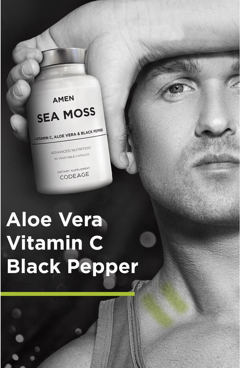 Codeage Amen Sea Moss, Bladderwrack & Burdock Seaweed Superfood, Alternate, color, White