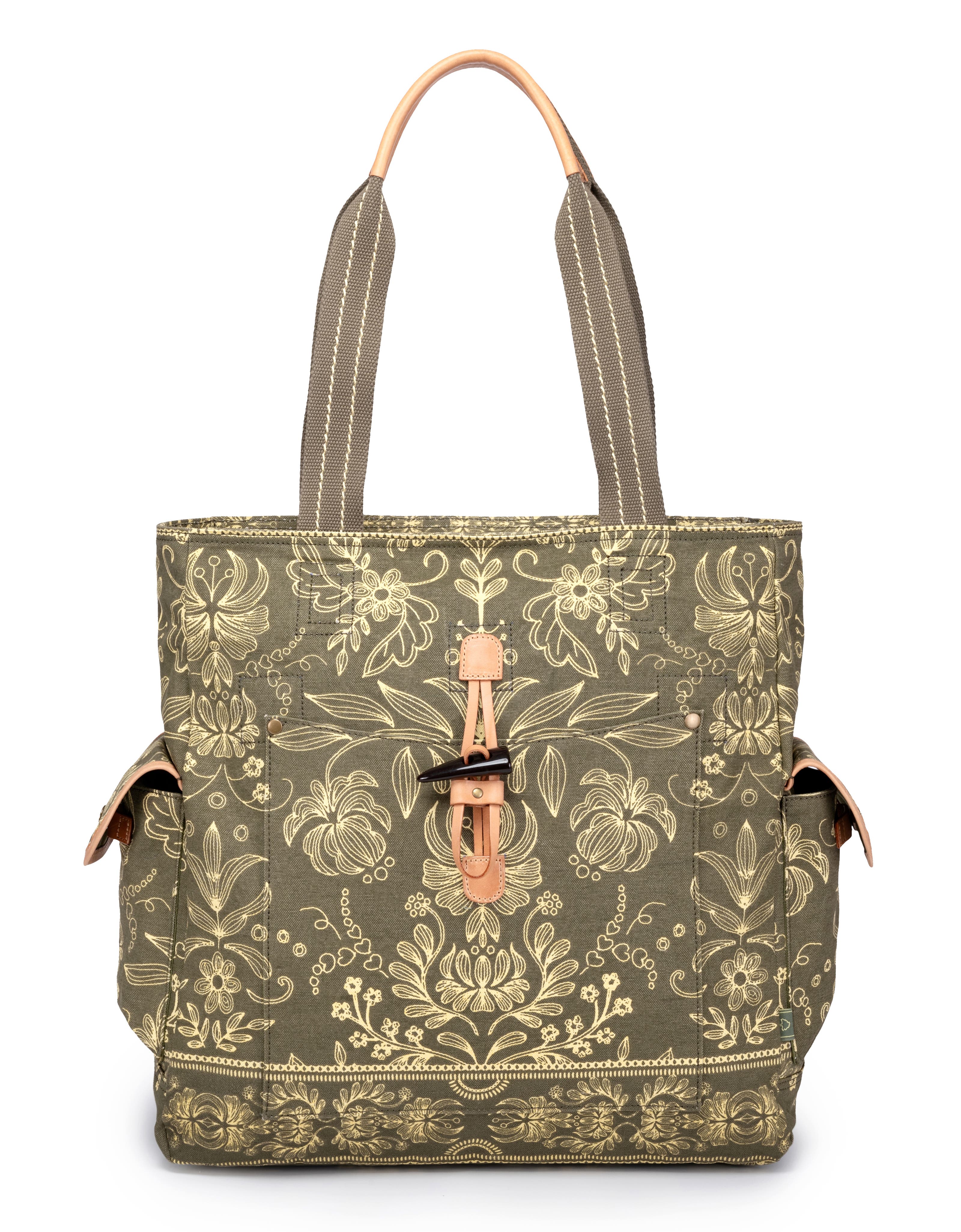 TSD Brand Valley and Sky Spacious Adventure Tote, Main, color, Olive Cream