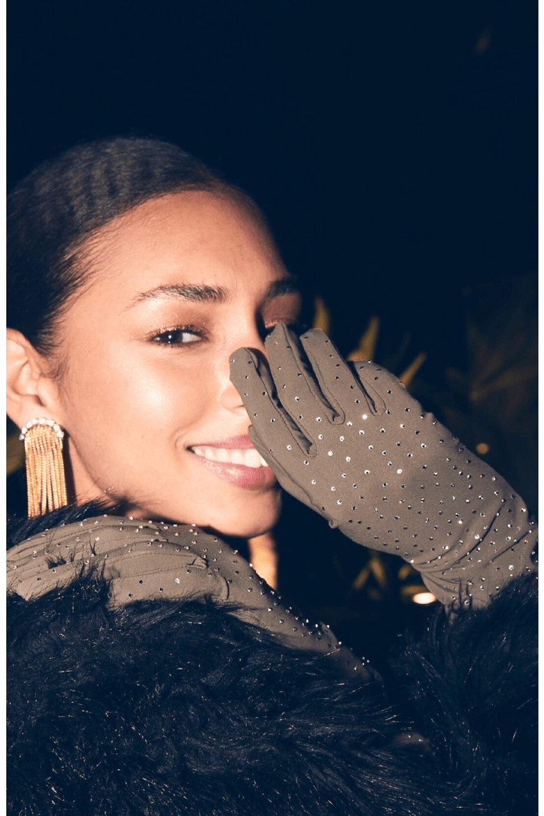 Grace Glove with Handset Crystals, Alternate, color, Khaki