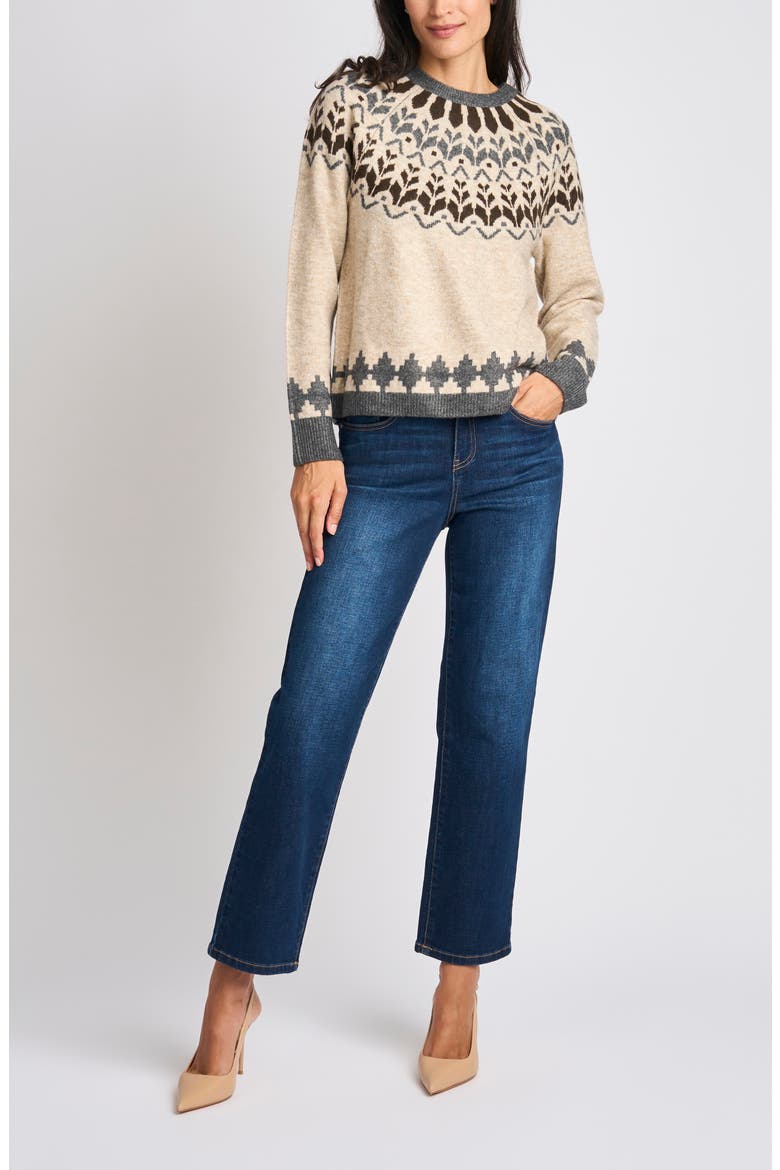 Fair Isle Crewneck Sweater, Alternate, color, OATMEAL