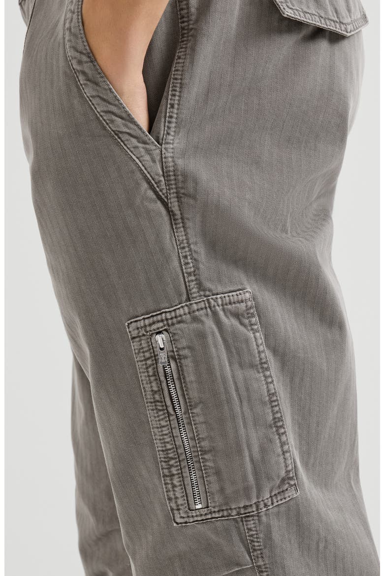 Cotton chevron trousers with zipped pocket, Alternate, color, Silver