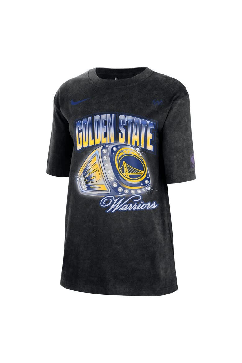 Women's Nike Black Golden State Warriors Courtside Original Content Vintage Washed Boyfriend T-Shirt, Alternate, color, Black